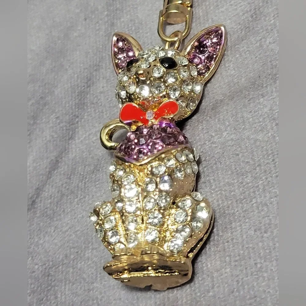 Austrian Crystal Cat Keychain